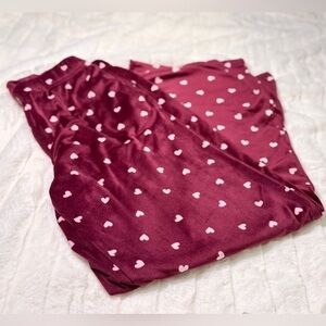 Burgundy Heart Print Pajama Pants
